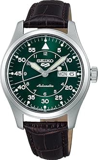 Seiko SRPJ89 Sports Field Suits Style Five Sports Automatic Men's Watch, Made in Japan, Brown Leather, Overseas Model
