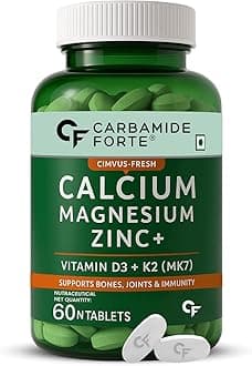 Carbamide Forte Veg Calcium And Vitamin D3 Tablets | Calcium Tablets for Women & Men | Calcium Magnesium Zinc Supplement With Vitamin D3 + K2 MK7 To Support Bones health , Joints & Immunity - 60 Tablets
