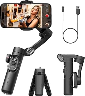 Phone Gimbal Stabilizer 3-Axis Smartphone Foldable Handheld Gimbal for iPhone with Focus Wheel TikTok YouTube Vlog Stabilizer for iPhone16 15 14 13 12 Pro Max Android, AOCHUAN Smart XE
