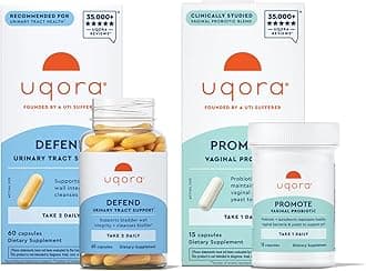 Uqora Defend & Promote - Urinary & Vaginal Health Supplement Bundle for Daily Support - Supports Vaginal Health, Bladder Wall Integrity & Cleanses Biofilm** - Easy to Consume - One-Month Supply