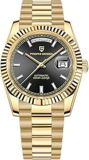 Pagani Design Men's Automatic Watch, NH36A Movement DD40 AR Sapphire Glass 100 Meter Water Resistant Men's Classic Casual Sport PD-1783 (Gold-Black AT-1783)