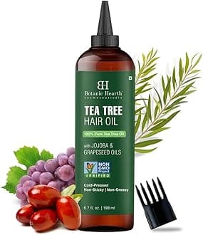 Botanic Hearth 100% Pure Tea Tree Hair Oil For Hair Growth & Hair Treatment Oils 6.7 Fl Oz | Infused with coconut Oil | Hair Oil Repairs Dry Damaged Hair, Strengthening, Healthier | All Hair Types