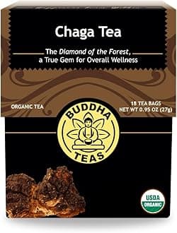 Organic Chaga Tea (Powerful Antioxidants, Wild Collecting, Caffeinated and Unbleached Tea Bags, 18 Bags)