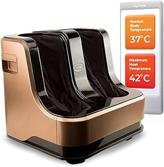 Lifelong LLM99 Foot, Corded Electric Massager for Calf and Leg , (With Heat and Vibration), 80W, 4 Motors, Dark Brown