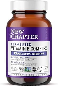 Vitamin B Complex, Fermented Vitamin B Complex, Organic, ONE Daily with Whole-Food Herbs + Adaptogenic Maca for Natural Energy + Beauty, 100% Vegan, Gluten-Free - 60 Count