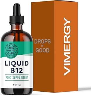 Liquid Vitamin B 12 – 115 mL – Vegan B12 Liquid Vitamin – Supports Brain Energy Nervous System – Naturally Sweet Flavor – No Refined Sugar – Gluten Free Non-GMO Keto/Paleo Friendly
