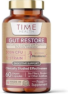 Gut Restore – Rewild Your Gut – 10 Strain Probiotic & Postbiotic Butyrate – MicroBiomeX – Clinically Proven – Advanced Bio Cultures Formula – Vegan Probiotics – UK Made - 60 Capsules