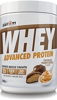 Per4m Whey Protein Powder | High Protein Shake for Muscle Growth & Recovery | Low Sugar Gym Supplement | Sports Nutrition Drink + Amino Acids (900g, Chocolate Peanut Butter)