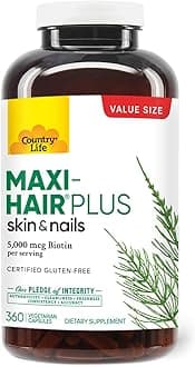 Maxi-Hair Plus 5000 mcg Biotin, 360 Capsules, Certified Gluten Free, Certified Vegetarian