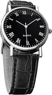 Classic Watches for Men - Elegant Mens Timepiece, Stylish Analog-Watch | Fashionable Leather Strap-Watch, Dress Business Casual Water Resistant, Leather Strap BusinessSturdy and Waterproof for Men