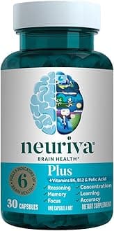 Plus Brain Supplement for Memory and Focus Clinically Tested Nootropics for Concentration for Mental Clarity, Cognitive Enhancement Vitamins B6, B12, Phosphatidylserine 30 Capsules
