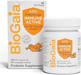 Immune Active Kids | Probiotic + Vitamin D | for Digestive & Immune Health | Ages 3+ | Allergen, Dairy, Soy & Gluten Free | Trusted By Pediatricians | 60 Day Supply | Orange Flavored Chewable