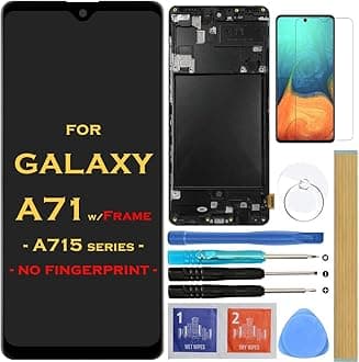 Screen Replacement LCD Display Touch Digitizer Assembly with Frame for Samsung Galaxy A71 SM-A715 A715F A715FD 6.7" (Black with Frame)