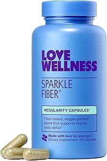Sparkle Fiber | Fiber Supplement with Digestive Enzymes | Greens Superfood Powder & Psyllium Husk Powder | Promotes Gut Health for Women | Regularity & Bloating Relief | 90 Count