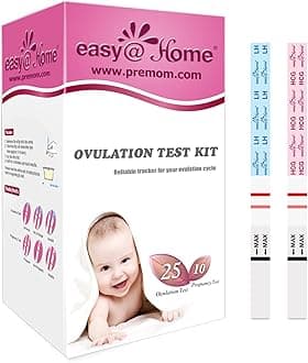 Easy@Home Ovulation & Pregnancy Test Strips Kit: 25 Ovulation Strips and 10 Pregnancy Tests – Accurate Fertility Tracker OPK | 25LH + 10HCG
