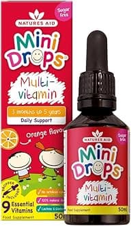 Sugar-Free Mini Drops Multi-Vitamin | 50ml | For Infants & Children Aged 3 Months to 5 Years | Daily Support | Orange Flavour | 9 Essential Vitamins