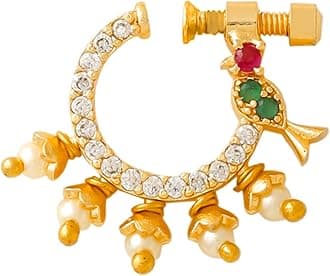 Yellow Chimes Nose Pin for Women Gold-Plated White and Pink AD Studded Nose Pins for Women and Girls…