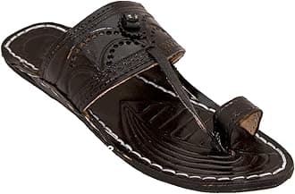 Royal Khwaab Men's Kolhapuri chappals Leather hardcrafted Stylish,Ethinicwear & Dailywear Designed with Excellence 100% Comfortable.