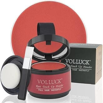 VOLLUCK Root Touch up Powder, Instant Hairline Powder for Thinning Areas and Gray Hair Coverage, Natural and Non-greasy Root Cover up for Women and Men (Red, 0.14 Ounce)