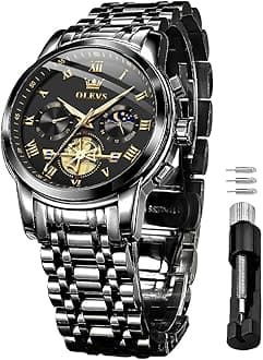 OLEVS Watch for Men, Fashion Dress Mens Watches, Stainless Steel Waterproof Analog Quartz Wristwatch, Elegant Gifts for Him - Dad & Boyfriend