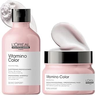 - L'Oréal Professionnel Vitamino Color Shampoo 300Ml & Hair Mask 250Gm Combo With Resveratrol For Color-Treated Hair, Serie Expert (Pack Of 2)