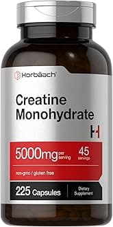 Horbäach Creatine Monohydrate | 5g | 225 Capsules | Non-GMO, Gluten Free Supplement