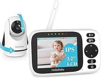 HelloBaby Baby Monitor with 3.2'' IPS Screen - Baby Camera Monitor with Remote Pan-Tilt-Zoom Camera No WiFi, Infrared Night Vision, 1000ft Wireless Connection