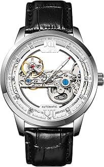 MASTOP Luxury Automatic Mechanical Men's Leather Belt Fashion Business Bronze Steel Waterproof Skeleton Watches