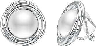 Yoursfs White Large Pearl Clip on Earrings for Women 18k Gold Plated Hypoallergenic Non Pierced Earrings Fashion Sparkly Jewelry