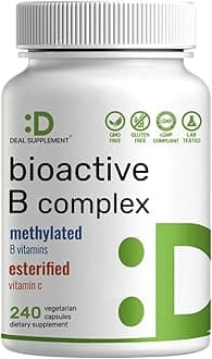 Bioactive Vitamin B Complex for Men & Women, 240 Veggie Capsules - Methylated B Complex & Esterified Vitamin C – High Potency & Easy Absorption – Immune, Energy & Metabolism Supplement – Non-GMO