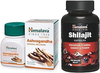 Shilajit & Ashvagandha Combo I 60 Capsules each| Enhances Stamina & Energy I Stress Relief | Rejuvenates Mind & Body