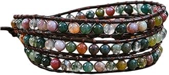 YGLINE Natural Stone Wrap Bracelet for Women Boho Bracelets Healing Crystal Beaded Bracelet Adjustable 3/5 Wraps Bracelet Handmade Birthday Gifts for Women