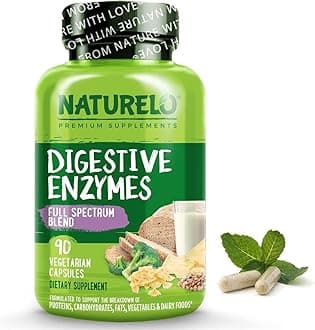 NATURELO Digestive Enzymes - Complete Formula with 15 Enzymes Including Amylase, Protease, Lipase - with Ginger Root Extract - Take Before Meal - 90 Vegan Capsules | 3 Month Supply