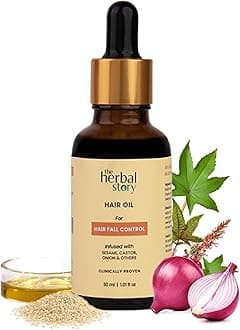 Hair Fall Control Oil- 30 ml, Reducing Hair Fall, Promoting Volume and Adding Natural Shine- 100% Herbal Sesame, Onion and Castor Oil- Ayurvedic Hair Care for Women & Men