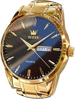 OLEVS Watch for Men Stainless Steel Business Dress Analog Quartz Men Watch Large Face Day Waterproof Luminous Classic Wrist Watch