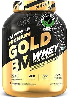 Bigmuscles Nutrition Premium Gold Whey [2Kg, Double Rich Chocolate] | Informed Choice UK Certified | Isolate Whey Protein Blend | 25g Protein | 11g EAA | ProHydrolase Enzyme Technology
