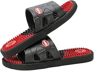 Men Acupressure Massage Slippers For Plantar Fasciitis, Foot Reflexology Sandals Arthritis Neuropathy Pain Relief Non-Slip Home Shower Massage Shoes Stress Relief Gifts (Color : Red, Size : 43 EU)