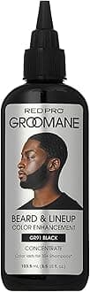 GROOMANE Beard & Lineup Color Enhancement for Airbrush, Natural Semi-Permanent Barber Beard Dye, Long-Lasting Gray Coverage, Men Hairline Color (Black (Concentrate), 3.5 fl.oz)
