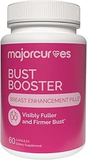 Major Curves Bust Booster Breast Enhancement Pills – Natural Supplement for Breast Growth, Firmness, Fuller Shape, Curvier Bust, Rounder Cleavage, Volume Boost – Made in USA