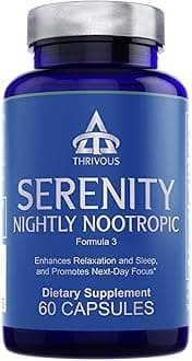 Thrivous Serenity Nightly Nootropic – Sleep & Relaxation Formula with KSM-66 Ashwagandha, L-Theanine, Magnesium Glycinate & Melatonin – 60 Vegan Capsules
