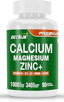 Calcium Magnesium Zinc with Vitamin D3, Boron, K2 & B12 (90 Capsules)