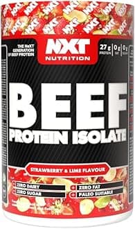 NXT Nutrition Beef Protein Isolate Powder - Protein Powder High in Natural Amino Acids - Paleo, Keto Friendly - Dairy and Gluten Free - Muscle Recovery | 1.2kg (Strawberry and Lime)