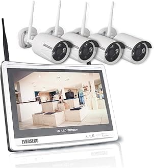 [8CH Expandable] 2K 3MP Home Security Cameras System with 12 Inch Monitor & NVR Combo Surveillance Kits, 8 Channel Cameras CCTV System with 4Pcs Wireless Video 3.0MP IP Cameras,Free APP(No HDD)