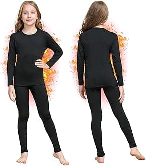 HEROBIKERGirls Ultra Soft Lined Thermal Underwear Kids Long Johns Top Bottom Set for Winter Skiing Warm
