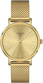 Womens Tissot Everytime Lady 316L Stainless Steel case with Yellow Gold PVD Coating Quartz Watch, Yellow, Stainless Steel, 16 (T1432103302100)