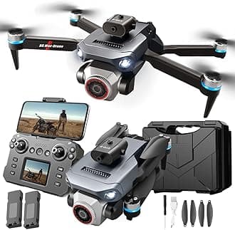 Drones with 4k Ultra-wide Camera,Real-time Vision Screen Handle,Foldable WiFi FPV Drone,RC Quadcopter with Brushless Motor,2 Batteries