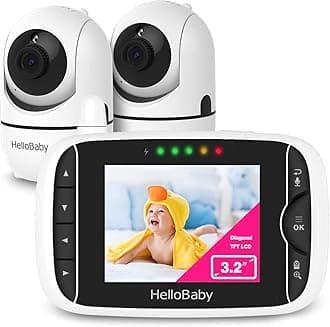 Video Baby Monitor with 2 Cameras and Audio, Baby Monitor with Remote Pan/Tilt/Zoom Control, VOX Mode, Night Vision, Two-Way Talk, 8 Lullabies