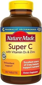Nature Mades Super C with Vitamin D3 and Zinc, 200 Tablets Bundle - Adult Multi & Letter Vitamins Herbals & Dietary Supplements for Immune System Health