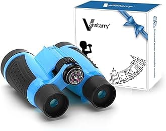 Compact Binoculars for Kids Bird Watching Hiking Camping Fishing Accessories Gear Essentials Best Toy Gifts for Boys Girls Children Toddler Waterproof 5X30 Optical Lens Including Compass