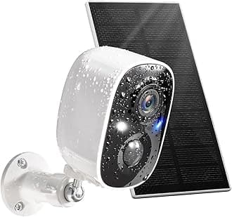 GMKSolar Security Camera Wireless Outdoor, with Solar Panel 1080P Color Night Vision Motion Detection 2-Way Talk Battery Powered WiFi Home Indoor Camera IP65 Weatherproof Cloud/SD Storage